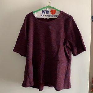 Maroon/purple peblum short sleeve shirt